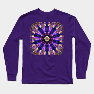 Bright Purple Pink and Blue Kaleidoscope Mandala Design Long Sleeve T-Shirt